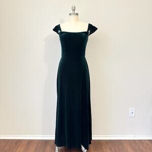 JENNY YOO Issa Dress Emerald Green Velvet Off The Shoulder Party Formal